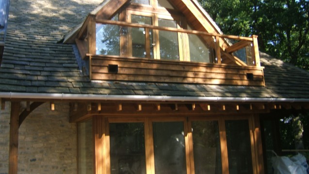 Tiled roof on an oak-framed house