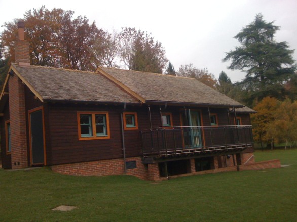 Guttering and roof on a timber lodge